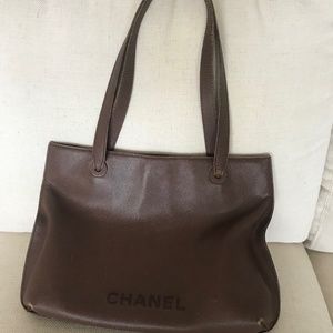 Vintage Chanel brown leather tote bag 6501661
